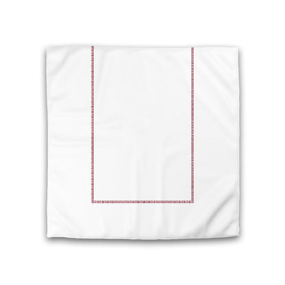 Off-White Cotton Sateen Duvet Cover, Burgundy Red Single Weave Motif Print, Classic Border, CSDU-1281-141, Double - 206 x 206 cm / 81 x 81 inches