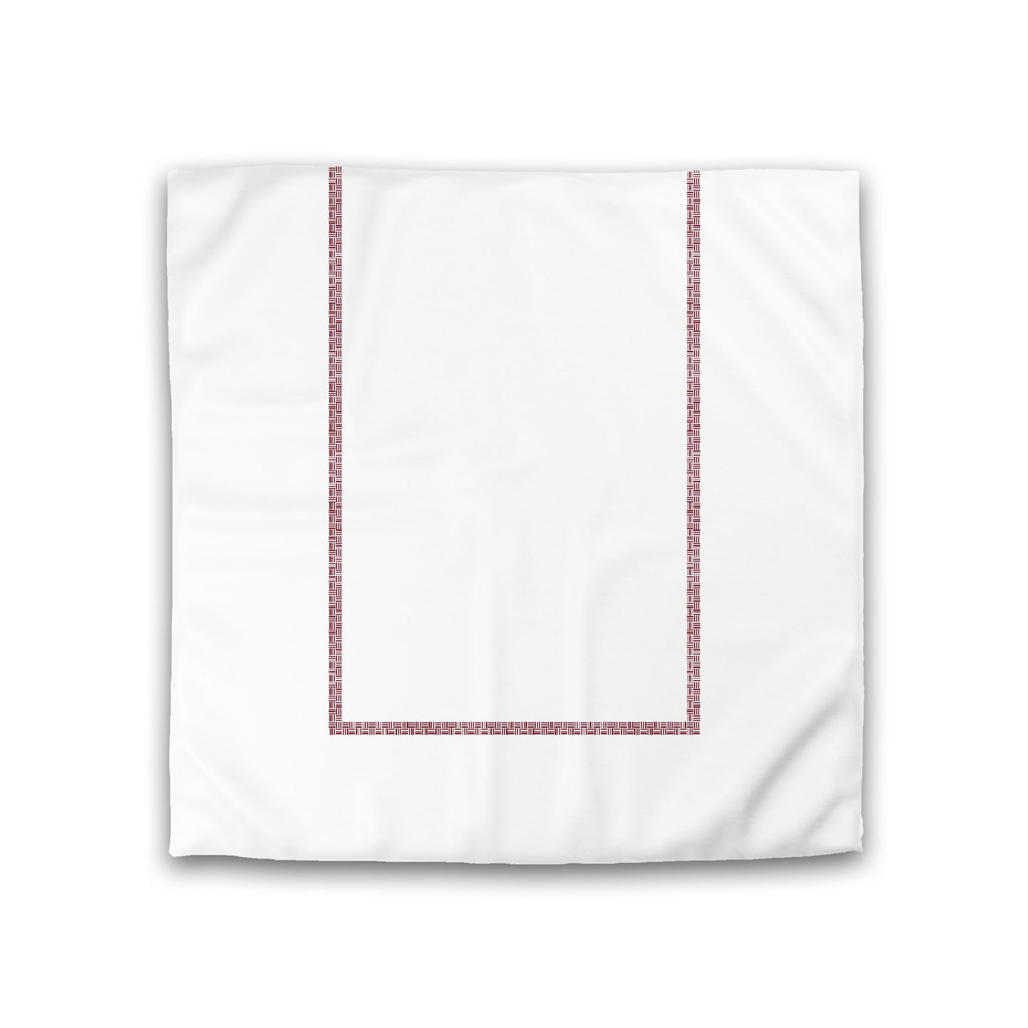 Off-White Cotton Sateen Duvet Cover, Burgundy Red Double Weave Motif Print, Classic Border, CSDU-1281-143, Double - 206 x 206 cm / 81 x 81 inches