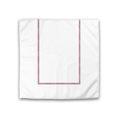 Off-White Cotton Sateen Duvet Cover, Burgundy Red Double Weave Motif Print, Classic Border, CSDU-1281-143, Double - 206 x 206 cm / 81 x 81 inches