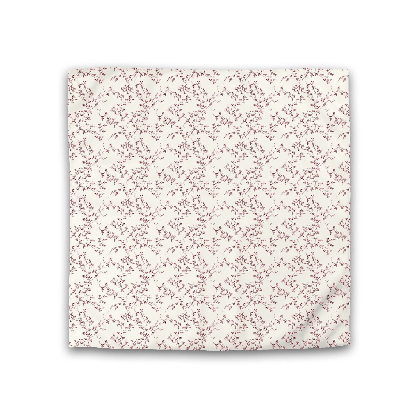 Off-White Cotton Sateen Duvet Cover, Burgundy Red Hand-painted Vine Print, CSDU-1281-181, Double - 206 x 206 cm / 81 x 81 inches