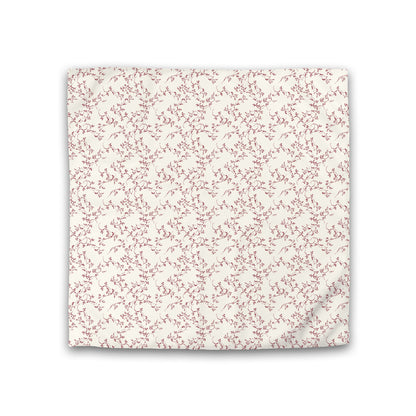 Off-White Cotton Sateen Duvet Cover, Burgundy Red Hand-painted Vine Print, CSDU-1281-181, Double - 206 x 206 cm / 81 x 81 inches
