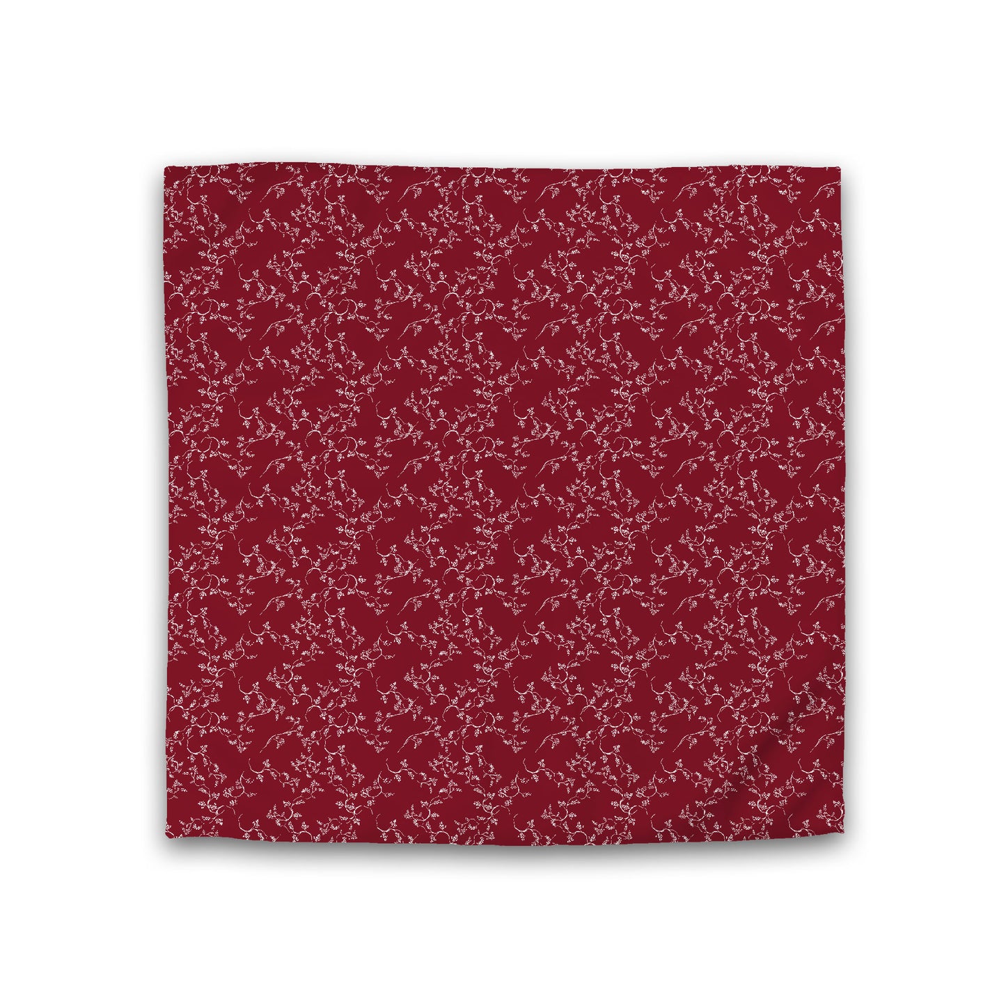 Burgundy Red Cotton Sateen Duvet Cover, Off-White Hand-painted Vine Print, CSDU-1281-182, Double - 206 x 206 cm / 81 x 81 inches