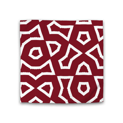 Burgundy Red Cotton Sateen Duvet Cover, Bold Off-White Graphic, CSDU-1281-392, Double - 206 x 206 cm / 81 x 81 inches