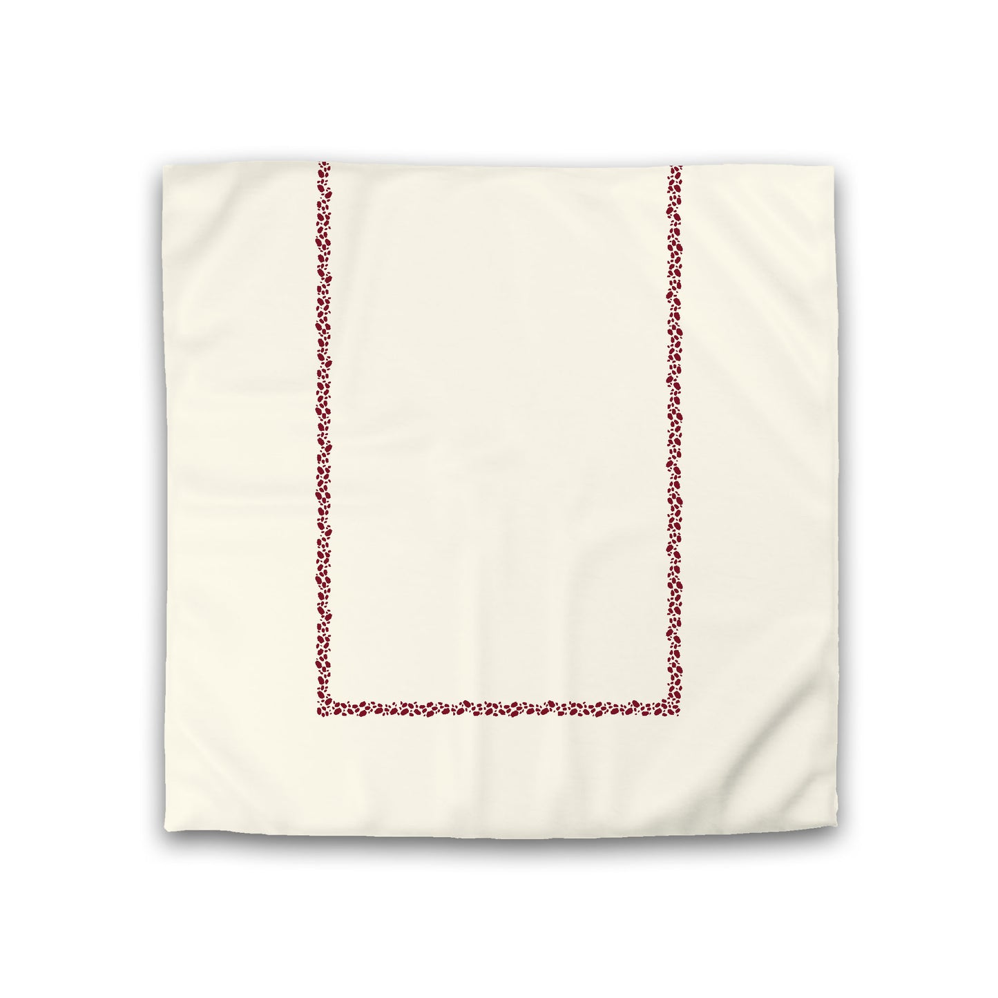 Pale Cream Cotton Sateen Duvet Cover, Burgundy Red Hand-painted Dab Motif Print, Classic Border, CSDU-1283-091, Double - 206 x 206 cm / 81 x 81 inches