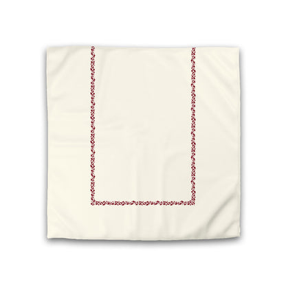 Pale Cream Cotton Sateen Duvet Cover, Burgundy Red Hand-painted Dab Motif Print, Classic Border, CSDU-1283-091, Double - 206 x 206 cm / 81 x 81 inches