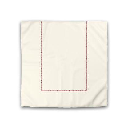 Pale Cream Cotton Sateen Duvet Cover, Burgundy Red Single Weave Motif Print, Classic Border, CSDU-1283-141, Double - 206 x 206 cm / 81 x 81 inches