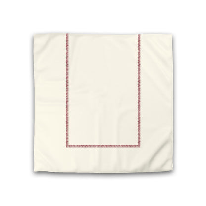 Pale Cream Cotton Sateen Duvet Cover, Burgundy Red Double Weave Motif Print, Classic Border, CSDU-1283-143, Double - 206 x 206 cm / 81 x 81 inches