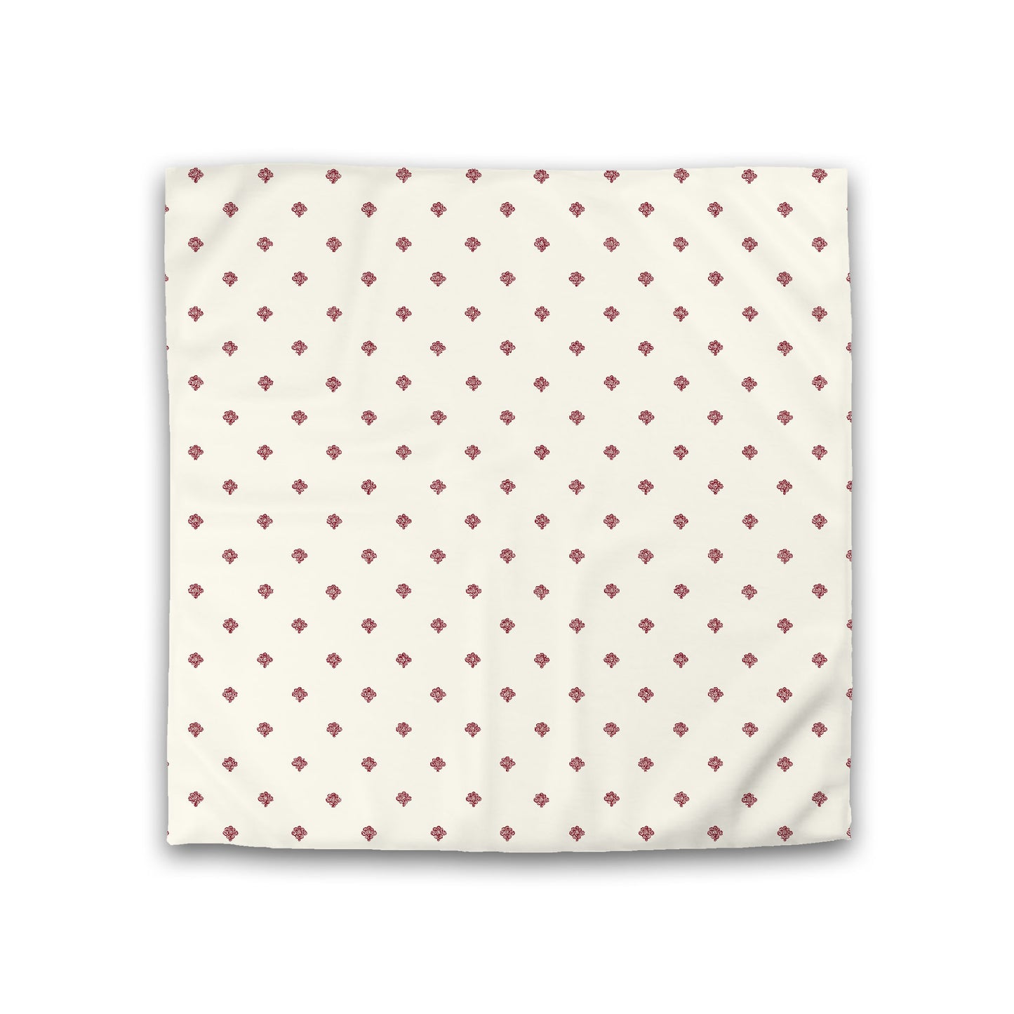 Pale Cream Cotton Sateen Duvet Cover, Burgundy Red Hand-painted Swizzle Motif Print, CSDU-1283-171, Double - 206 x 206 cm / 81 x 81 inches