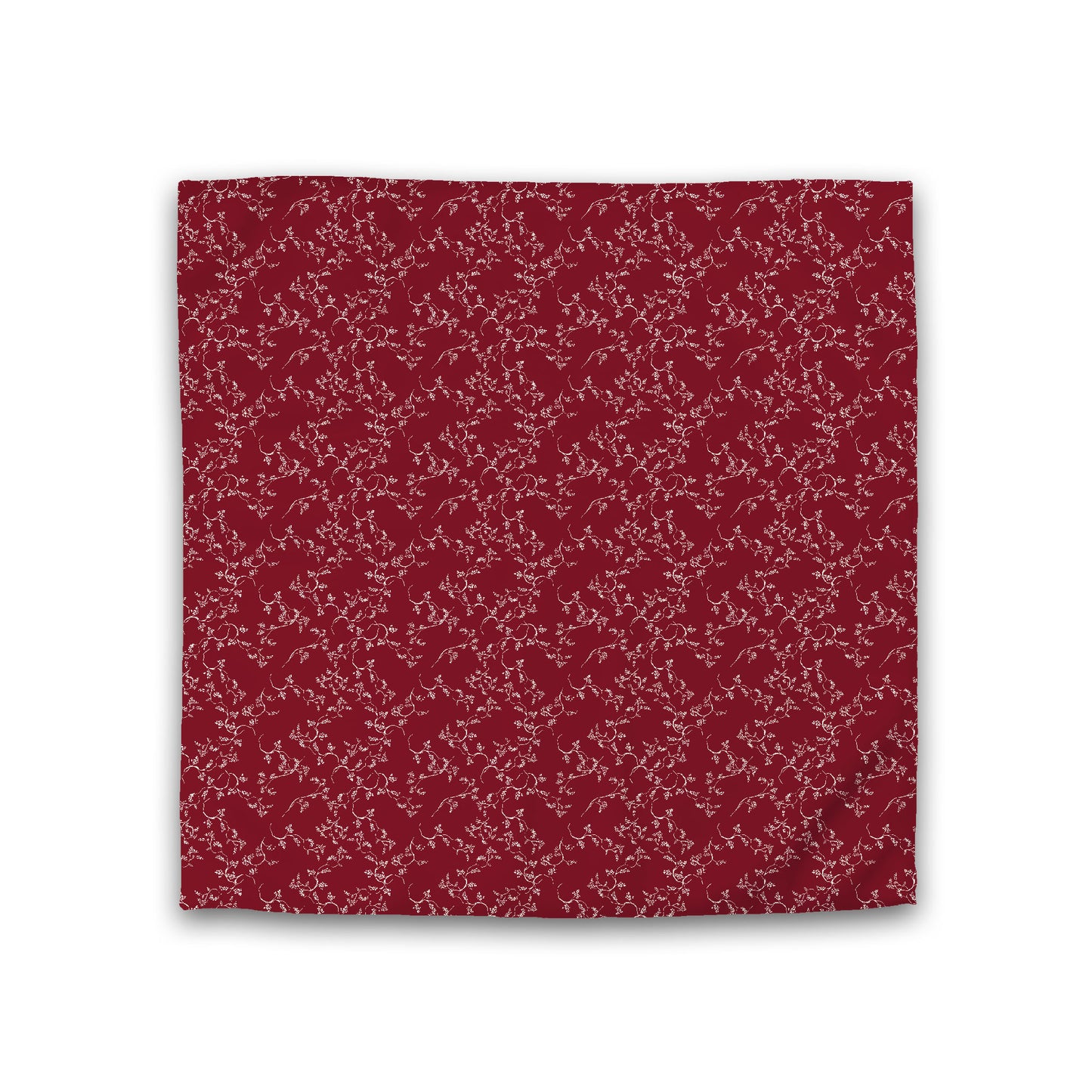 Burgundy Red Cotton Sateen Duvet Cover, Pale Cream Hand-painted Vine Print, CSDU-1283-182, Double - 206 x 206 cm / 81 x 81 inches