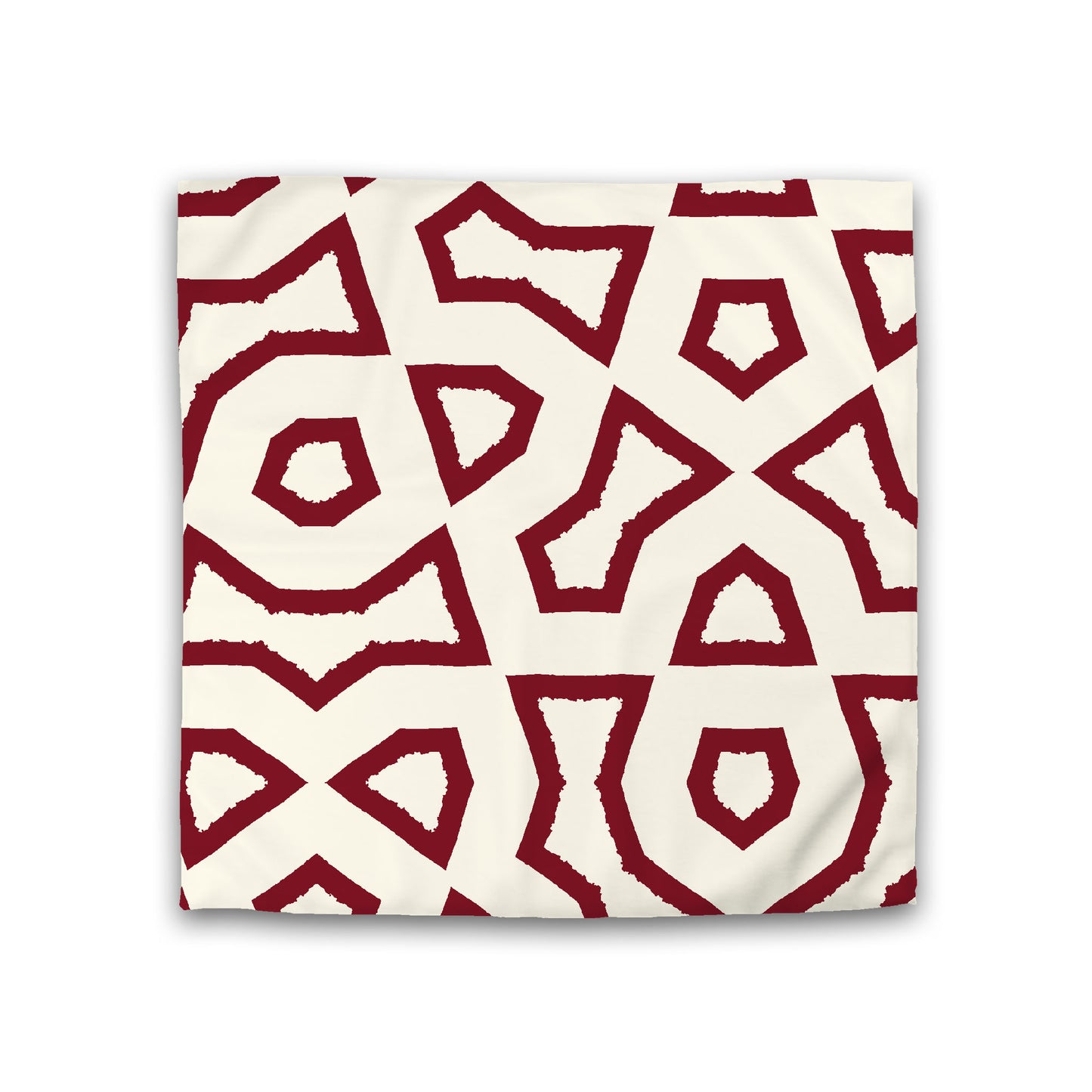 Pale Cream Cotton Sateen Duvet Cover, Bold Burgundy Red Graphic, CSDU-1283-391, Double - 206 x 206 cm / 81 x 81 inches