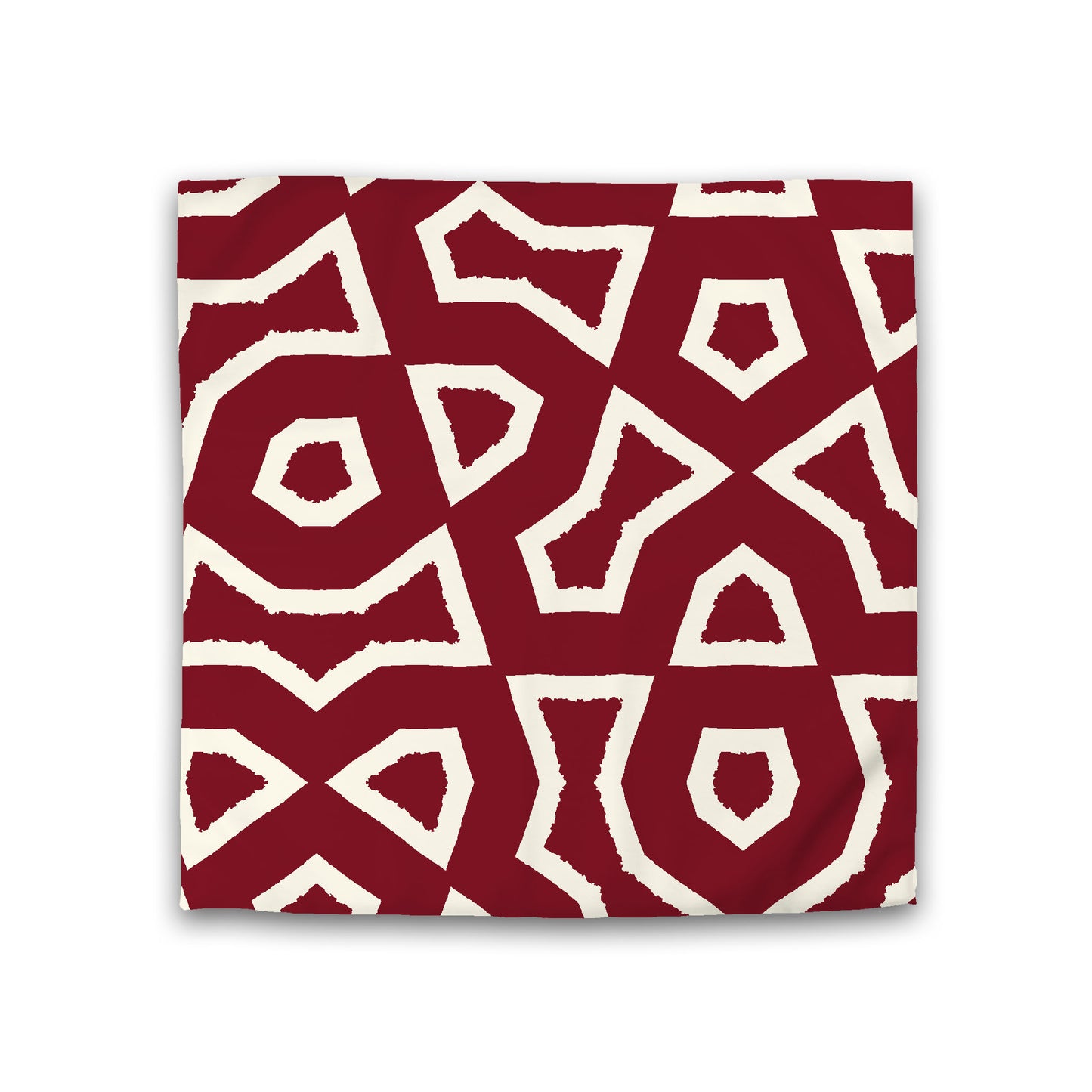 Burgundy Red Cotton Sateen Duvet Cover, Bold Pale Cream Graphic, CSDU-1283-392, Double - 206 x 206 cm / 81 x 81 inches