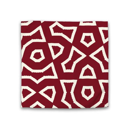 Burgundy Red Cotton Sateen Duvet Cover, Bold Pale Cream Graphic, CSDU-1283-392, Double - 206 x 206 cm / 81 x 81 inches