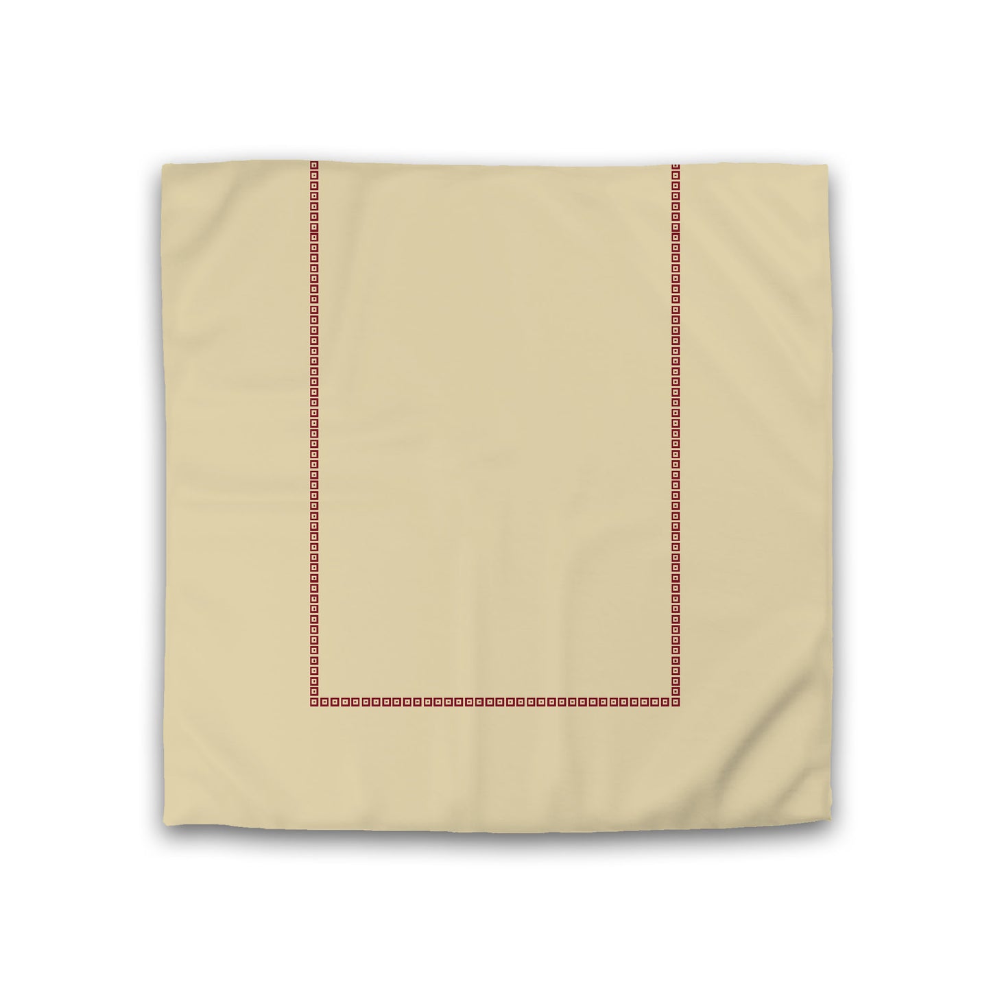 Desert Sand Cotton Sateen Duvet Cover, Burgundy Red Repeating Square Motif Print, Classic Border, CSDU-1284-121, Double - 206 x 206 cm / 81 x 81 inches