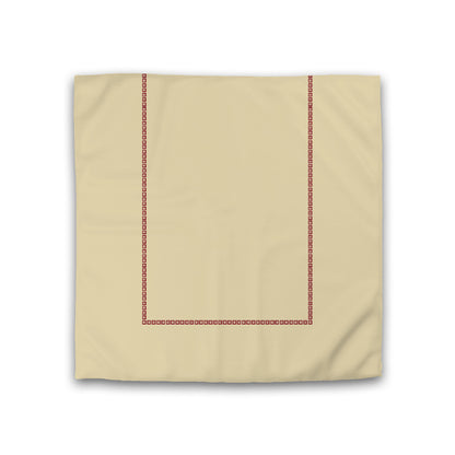 Desert Sand Cotton Sateen Duvet Cover, Burgundy Red Repeating Square Motif Print, Classic Border, CSDU-1284-121, Double - 206 x 206 cm / 81 x 81 inches