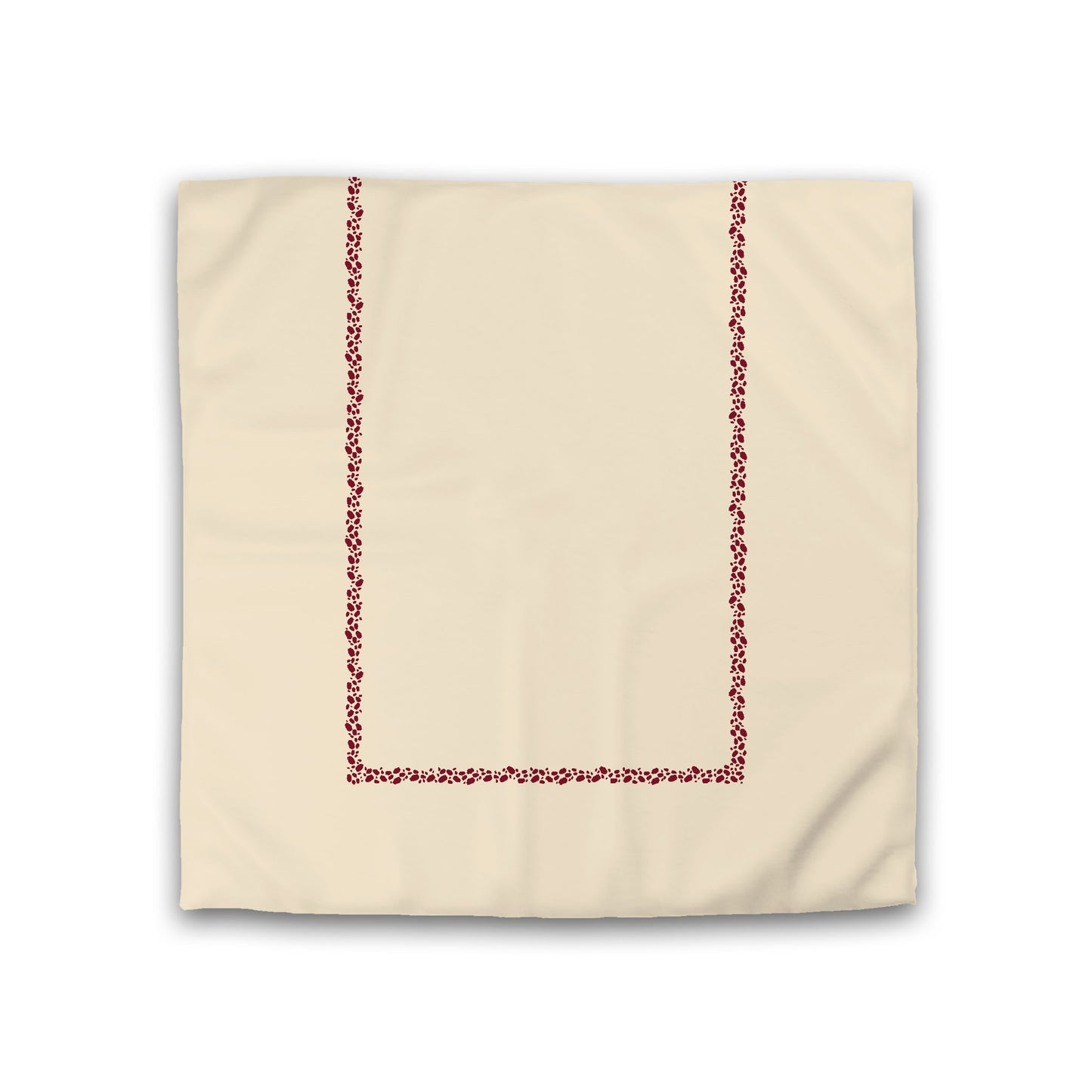 Beige Cotton Sateen Duvet Cover, Burgundy Red Hand-painted Dab Motif Print, Classic Border, CSDU-1285-091, Double - 206 x 206 cm / 81 x 81 inches