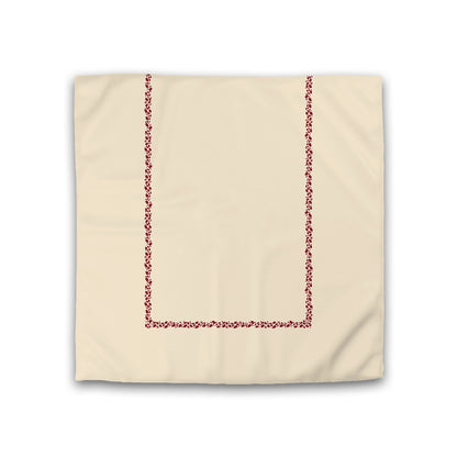 Beige Cotton Sateen Duvet Cover, Burgundy Red Hand-painted Dab Motif Print, Classic Border, CSDU-1285-091, Double - 206 x 206 cm / 81 x 81 inches