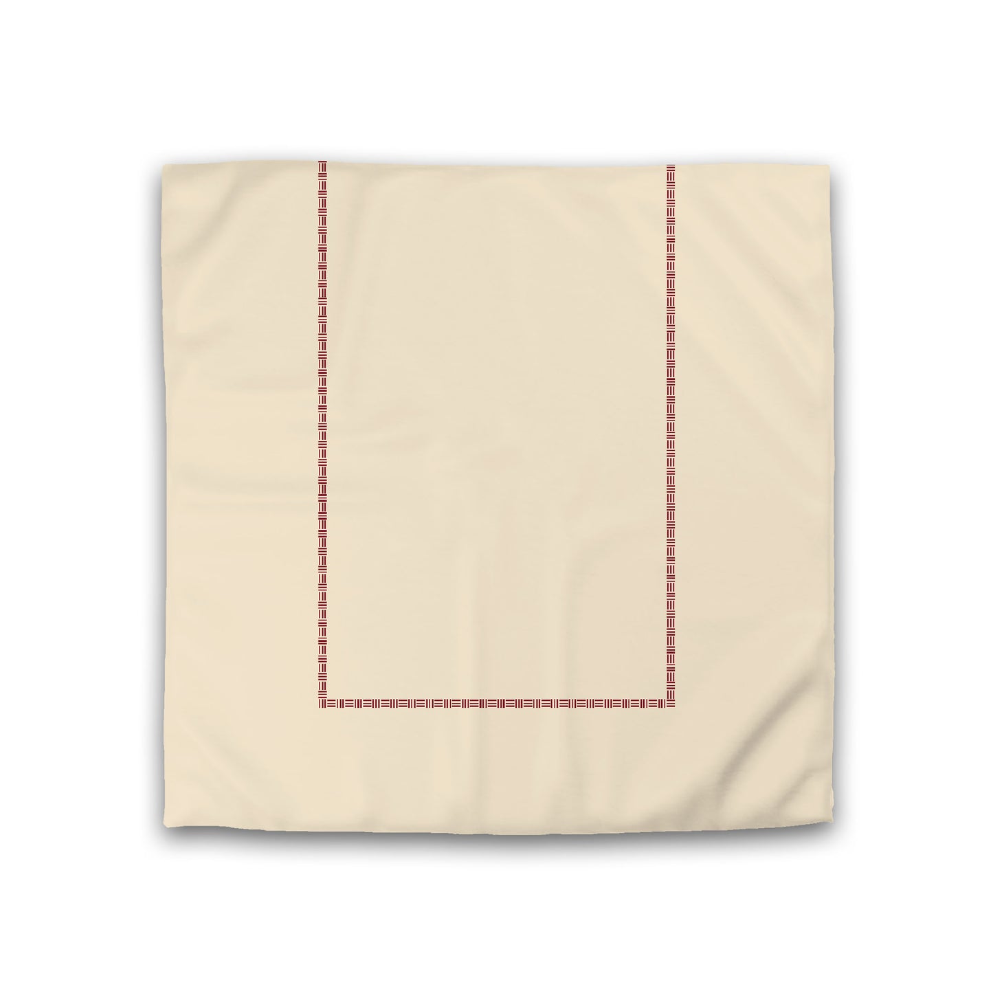 Beige Cotton Sateen Duvet Cover, Burgundy Red Single Weave Motif Print, Classic Border, CSDU-1285-141, Double - 206 x 206 cm / 81 x 81 inches