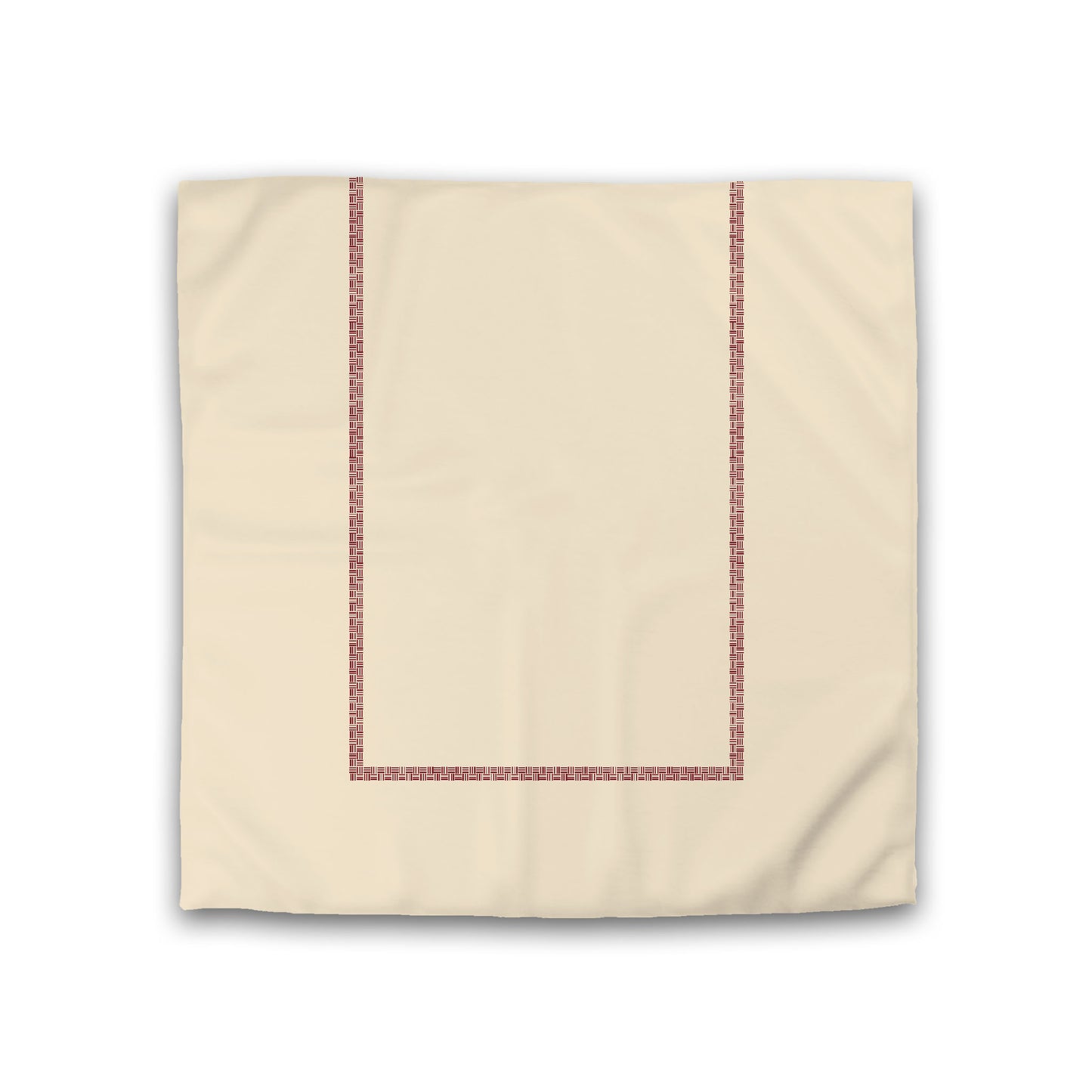 Beige Cotton Sateen Duvet Cover, Burgundy Red Double Weave Motif Print, Classic Border, CSDU-1285-143, Double - 206 x 206 cm / 81 x 81 inches