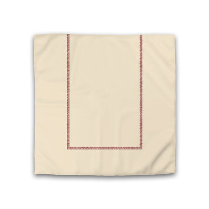 Beige Cotton Sateen Duvet Cover, Burgundy Red Double Weave Motif Print, Classic Border, CSDU-1285-143, Double - 206 x 206 cm / 81 x 81 inches