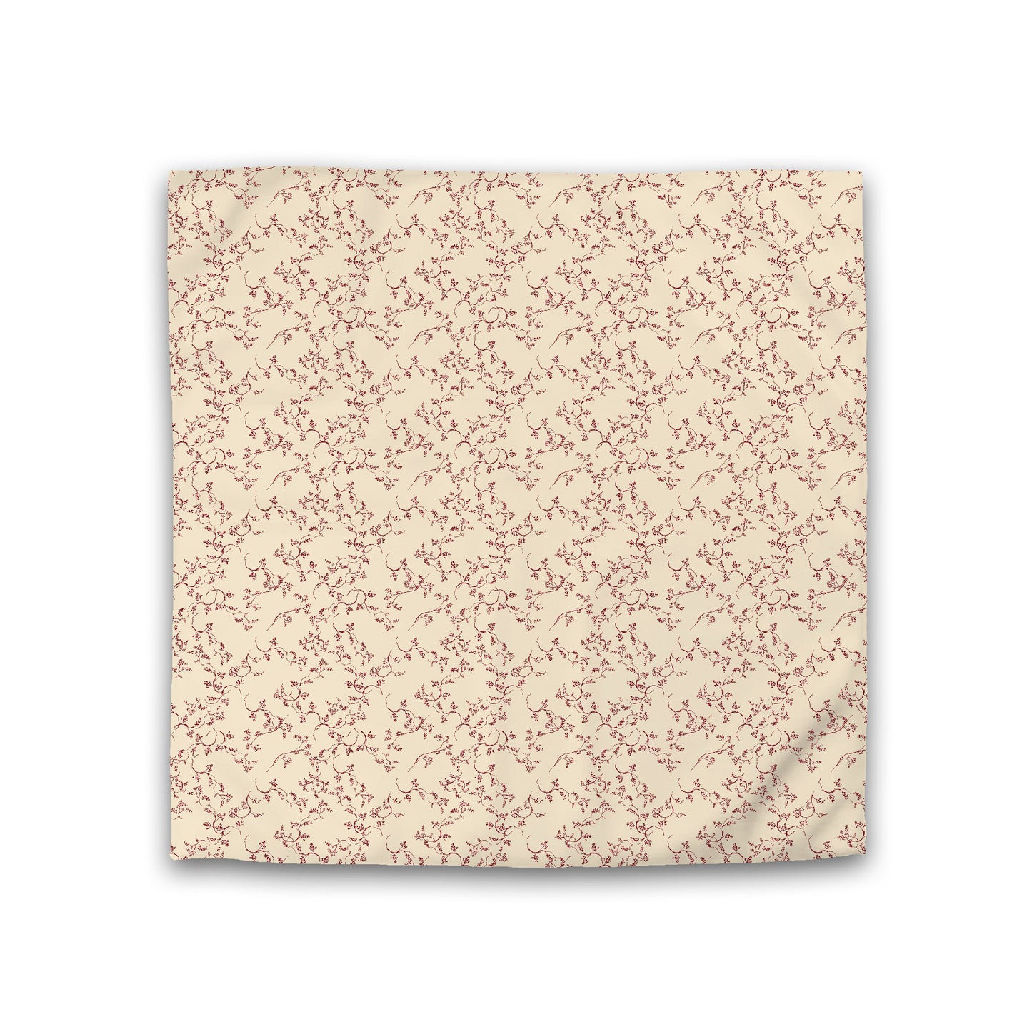 Beige Cotton Sateen Duvet Cover, Burgundy Red Hand-painted Vine Print, CSDU-1285-181, Double - 206 x 206 cm / 81 x 81 inches