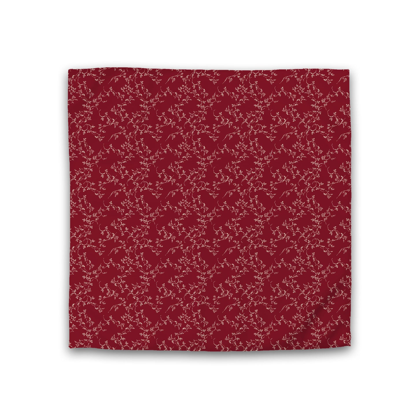 Burgundy Red Cotton Sateen Duvet Cover, Beige Hand-painted Vine Print, CSDU-1285-182, Double - 206 x 206 cm / 81 x 81 inches