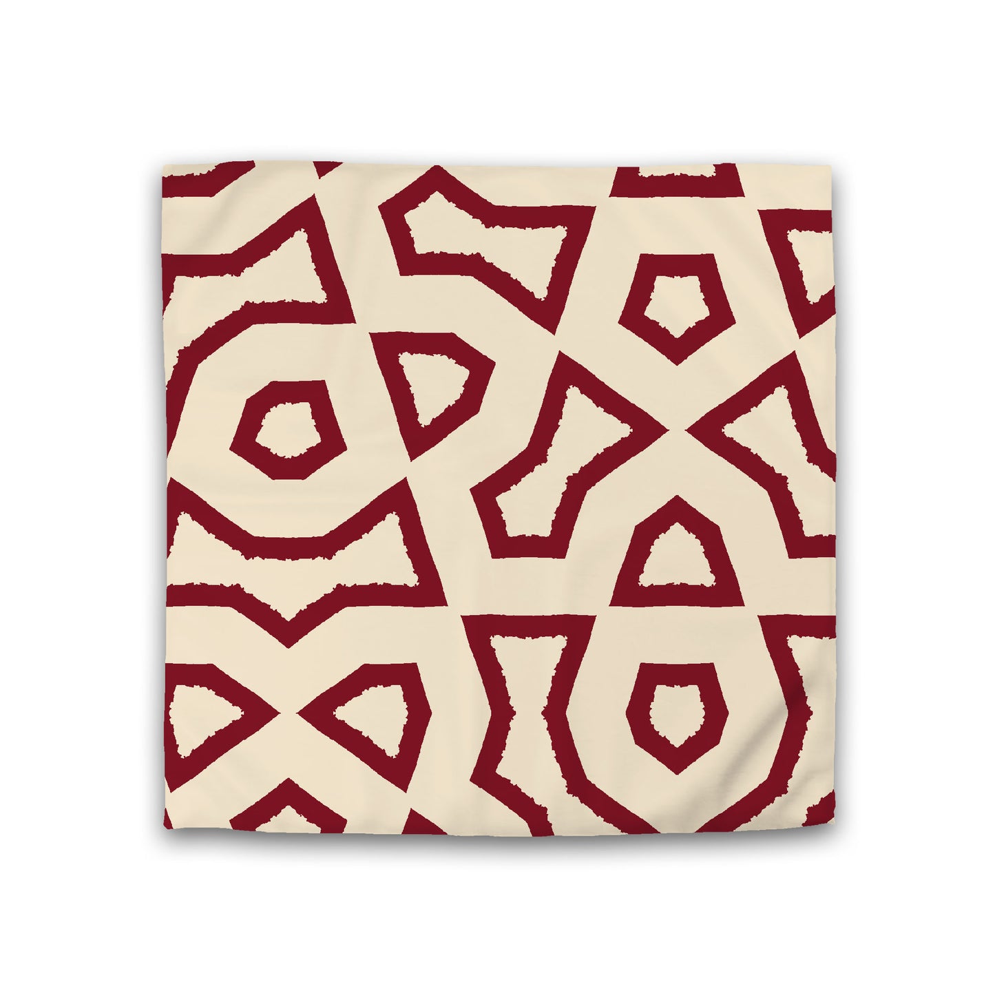 Beige Cotton Sateen Duvet Cover, Bold Burgundy Red Graphic, CSDU-1285-391, Double - 206 x 206 cm / 81 x 81 inches