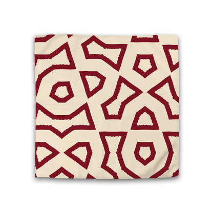 Beige Cotton Sateen Duvet Cover, Bold Burgundy Red Graphic, CSDU-1285-391, Double - 206 x 206 cm / 81 x 81 inches