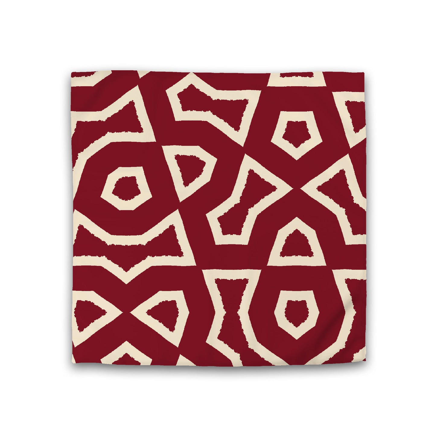 Burgundy Red Cotton Sateen Duvet Cover, Bold Beige Graphic, CSDU-1285-392, Double - 206 x 206 cm / 81 x 81 inches