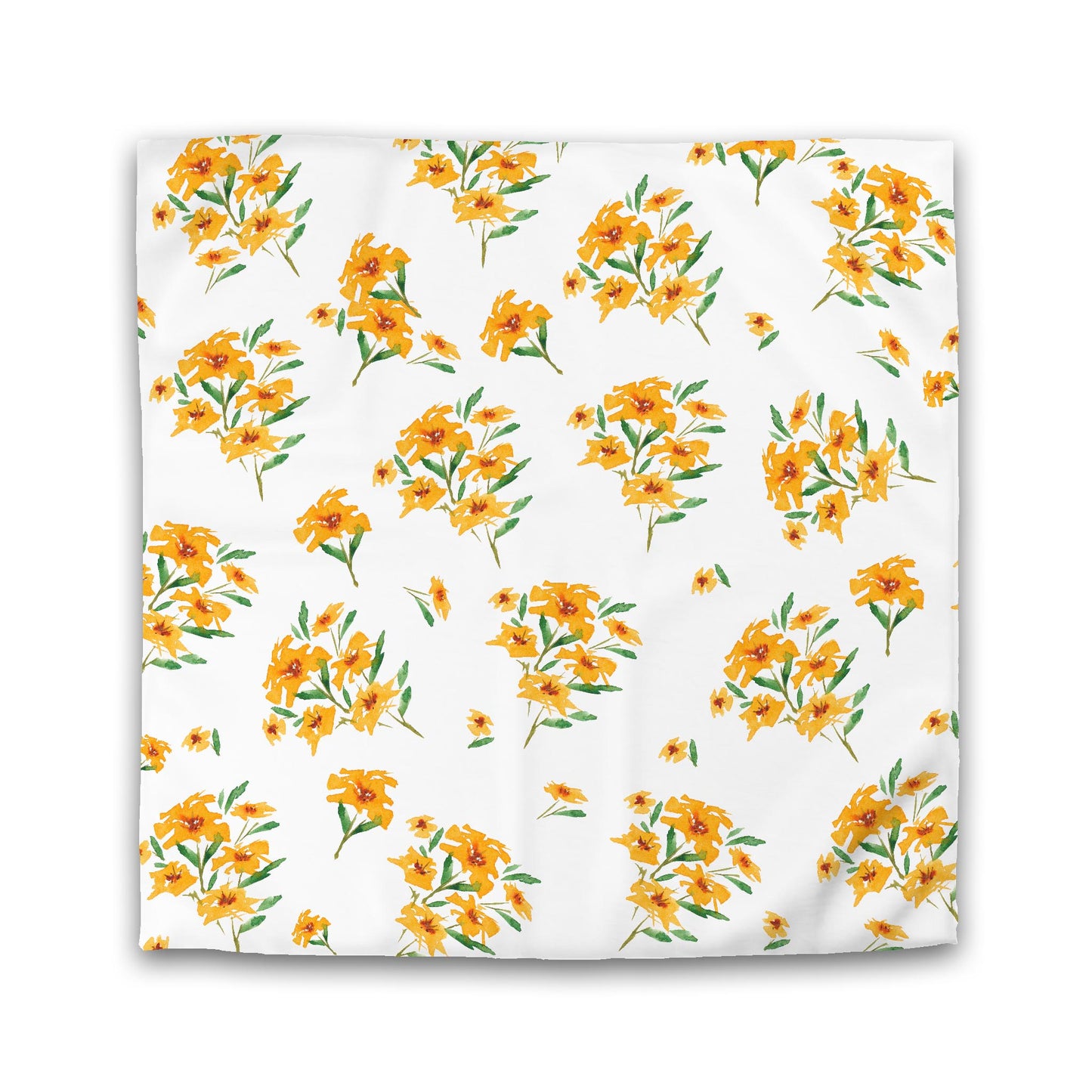 Off-White Cotton Sateen Duvet Cover, Large Yellow-Orange Floral Print, CSDU-1314, Double - 206 x 206 cm / 81 x 81 inches