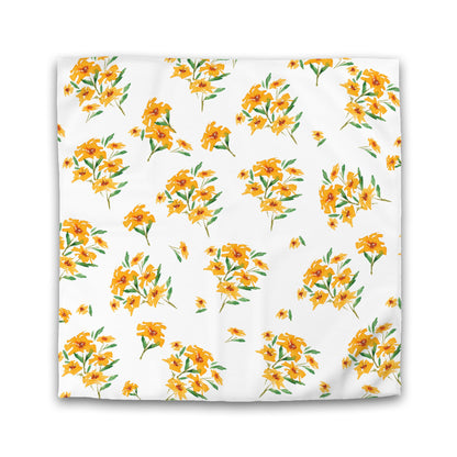 Off-White Cotton Sateen Duvet Cover, Large Yellow-Orange Floral Print, CSDU-1314, Double - 206 x 206 cm / 81 x 81 inches
