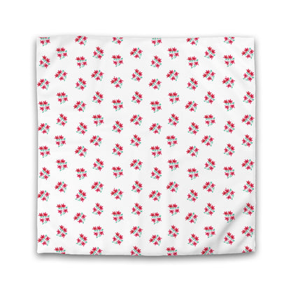 Off-White Cotton Sateen Duvet Cover, Medium Red Floral Pattern, CSDU-1335, Double - 206 x 206 cm / 81 x 81 inches