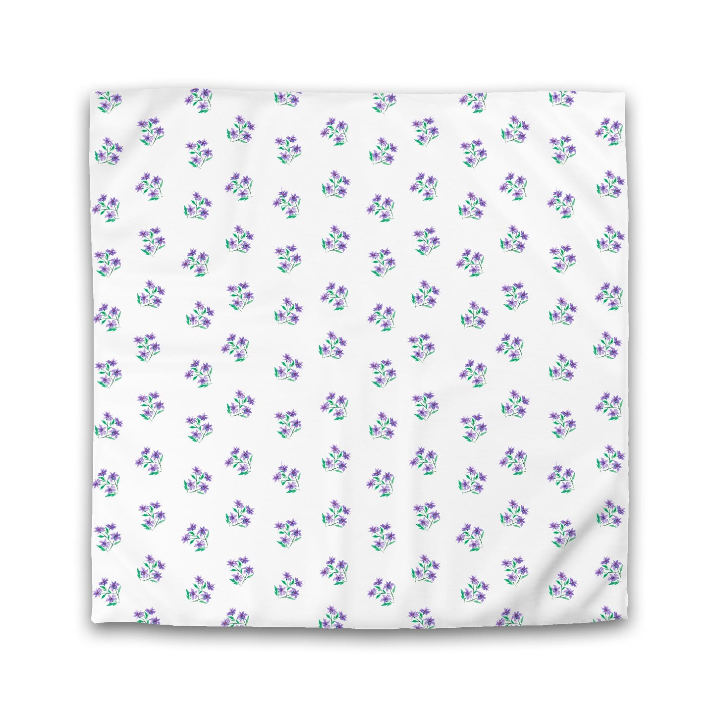Off-White Cotton Sateen Duvet Cover, Medium Purple Floral Pattern, CSDU-1355, Double - 206 x 206 cm / 81 x 81 inches