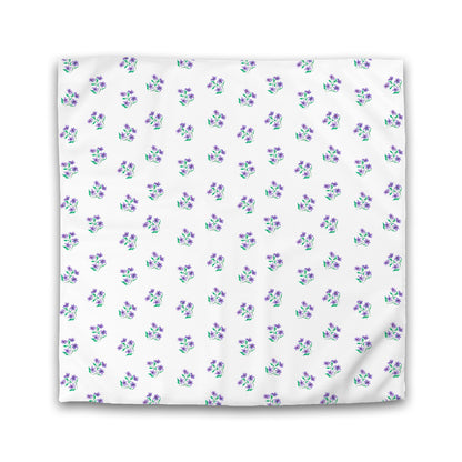 Off-White Cotton Sateen Duvet Cover, Medium Purple Floral Pattern, CSDU-1355, Double - 206 x 206 cm / 81 x 81 inches