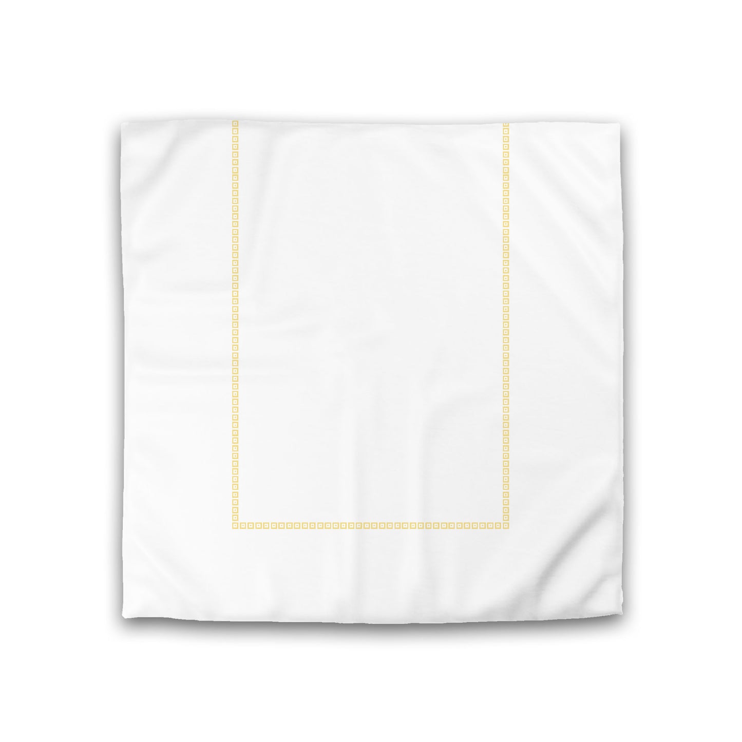 Off-white Cotton Sateen Duvet Cover, Yellow Repeating Square Motif Print, Classic Border, CSDU-1381-121, Double - 206 x 206 cm / 81 x 81 inches