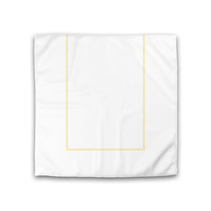 Off-white Cotton Sateen Duvet Cover, Yellow Repeating Square Motif Print, Classic Border, CSDU-1381-121, Double - 206 x 206 cm / 81 x 81 inches