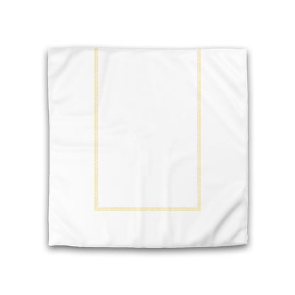 Off-white Cotton Sateen Duvet Cover, Yellow Double Weave Motif Print, Classic Border, CSDU-1381-143, Double - 206 x 206 cm / 81 x 81 inches