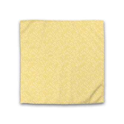 Yellow Cotton Sateen Duvet Cover, Off-white Hand-painted Vine Print, CSDU-1381-182, Double - 206 x 206 cm / 81 x 81 inches