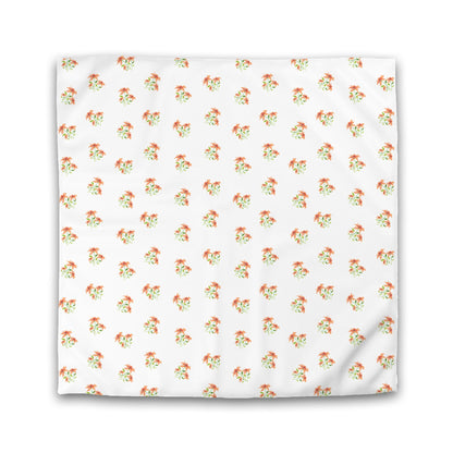 Off-White Cotton Sateen Duvet Cover, Medium Pale Orange Floral Pattern, CSDU-1385, Double - 206 x 206 cm / 81 x 81 inches