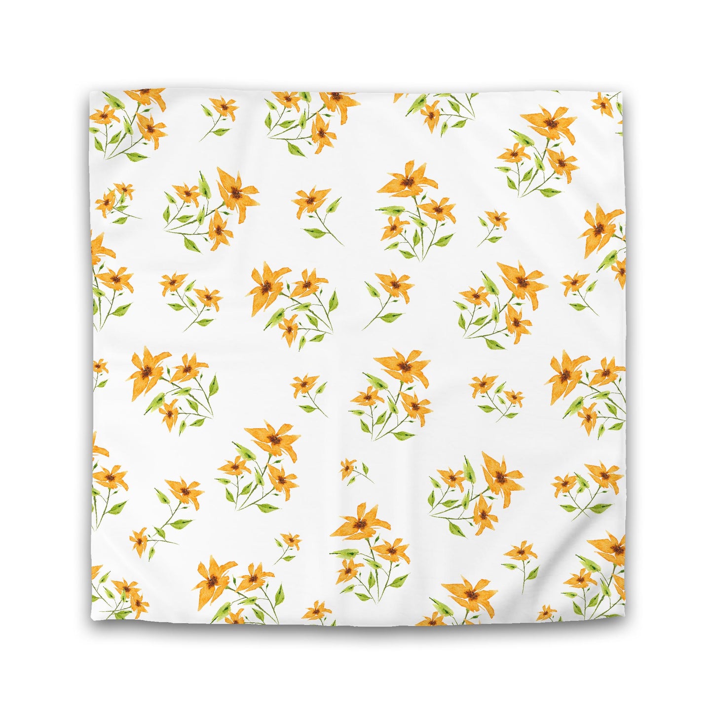 Off-White Cotton Sateen Duvet Cover, Large Yellow-Orange Floral Print, CSDU-1394, Double - 206 x 206 cm / 81 x 81 inches