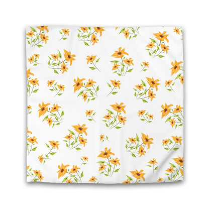 Off-White Cotton Sateen Duvet Cover, Large Yellow-Orange Floral Print, CSDU-1394, Double - 206 x 206 cm / 81 x 81 inches