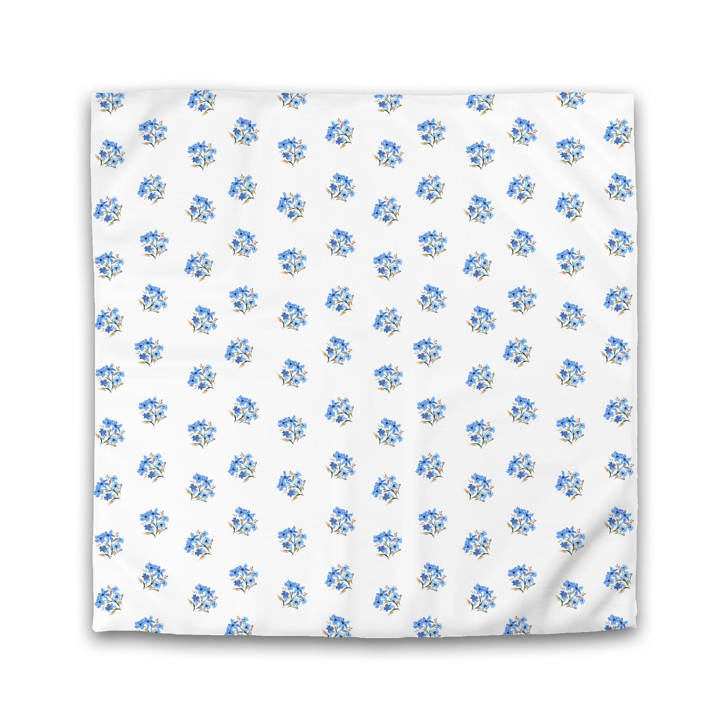Off-White Cotton Sateen Duvet Cover, Medium Blue Floral Pattern, CSDU-1405, Double - 206 x 206 cm / 81 x 81 inches