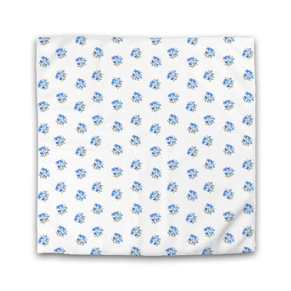 Off-White Cotton Sateen Duvet Cover, Medium Blue Floral Pattern, CSDU-1405, Double - 206 x 206 cm / 81 x 81 inches