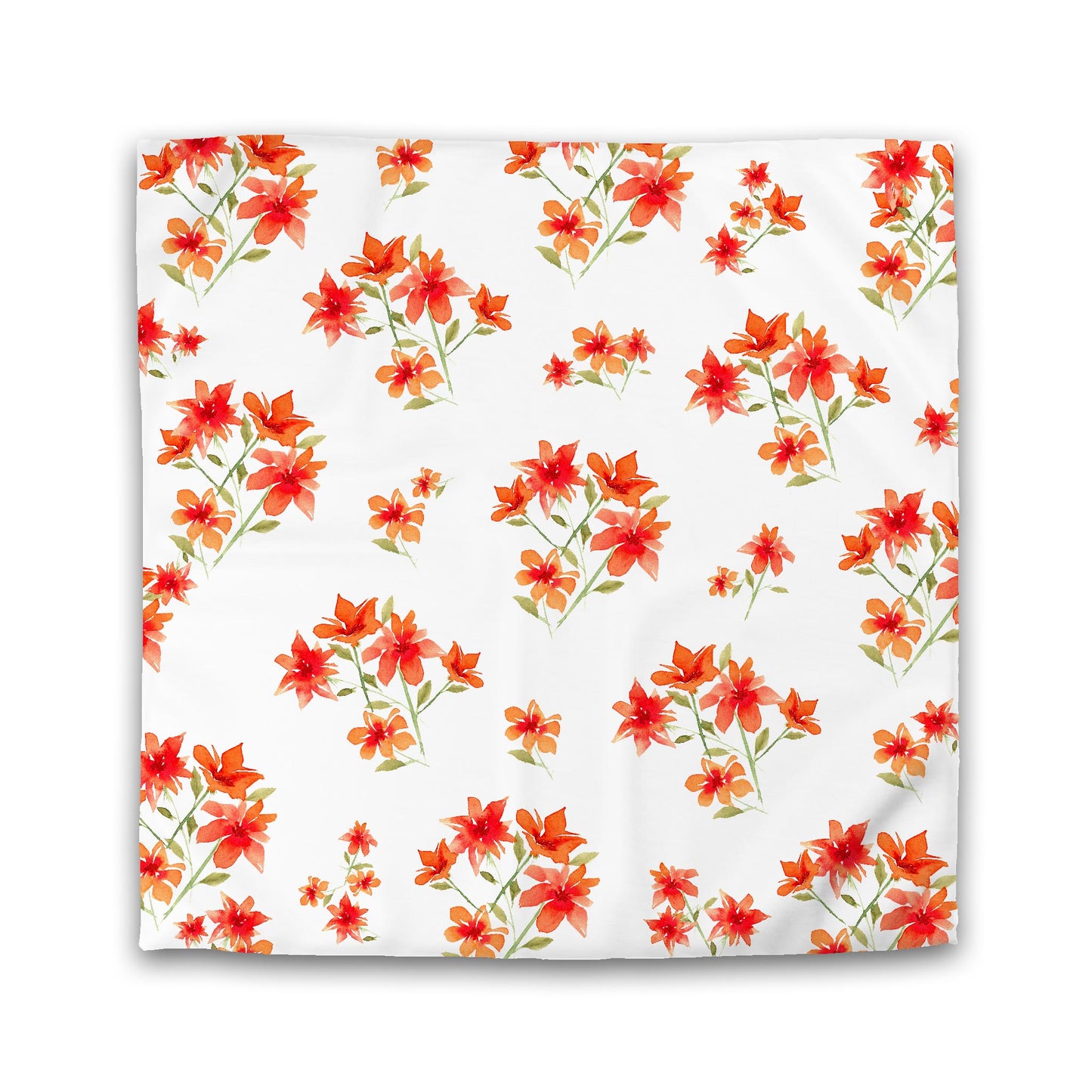 Off-White Cotton Sateen Duvet Cover, Large Red Floral Print, CSDU-1414, Double - 206 x 206 cm / 81 x 81 inches