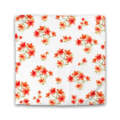 Off-White Cotton Sateen Duvet Cover, Large Red Floral Print, CSDU-1414, Double - 206 x 206 cm / 81 x 81 inches