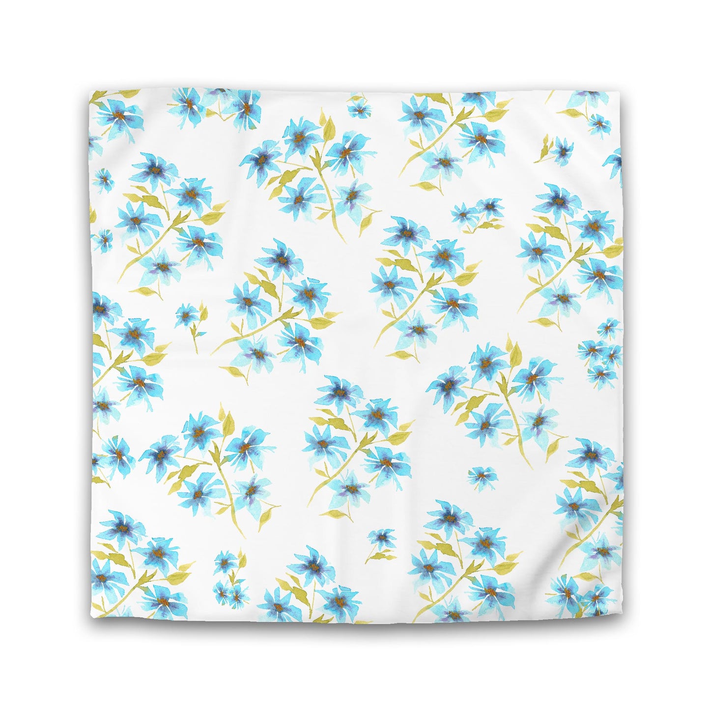 Off-White Cotton Sateen Duvet Cover, Large Blue Floral Print, CSDU-1434, Double - 206 x 206 cm / 81 x 81 inches