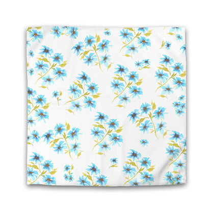Off-White Cotton Sateen Duvet Cover, Large Blue Floral Print, CSDU-1434, Double - 206 x 206 cm / 81 x 81 inches