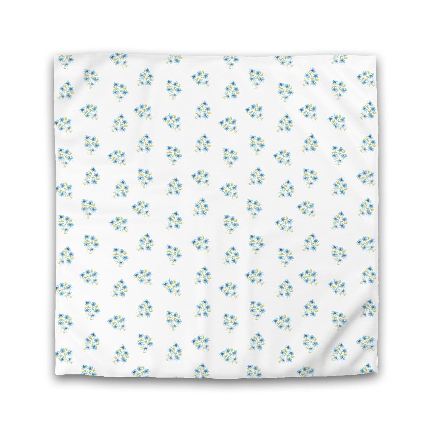 Off-White Cotton Sateen Duvet Cover, Medium Blue Floral Pattern, CSDU-1435, Double - 206 x 206 cm / 81 x 81 inches
