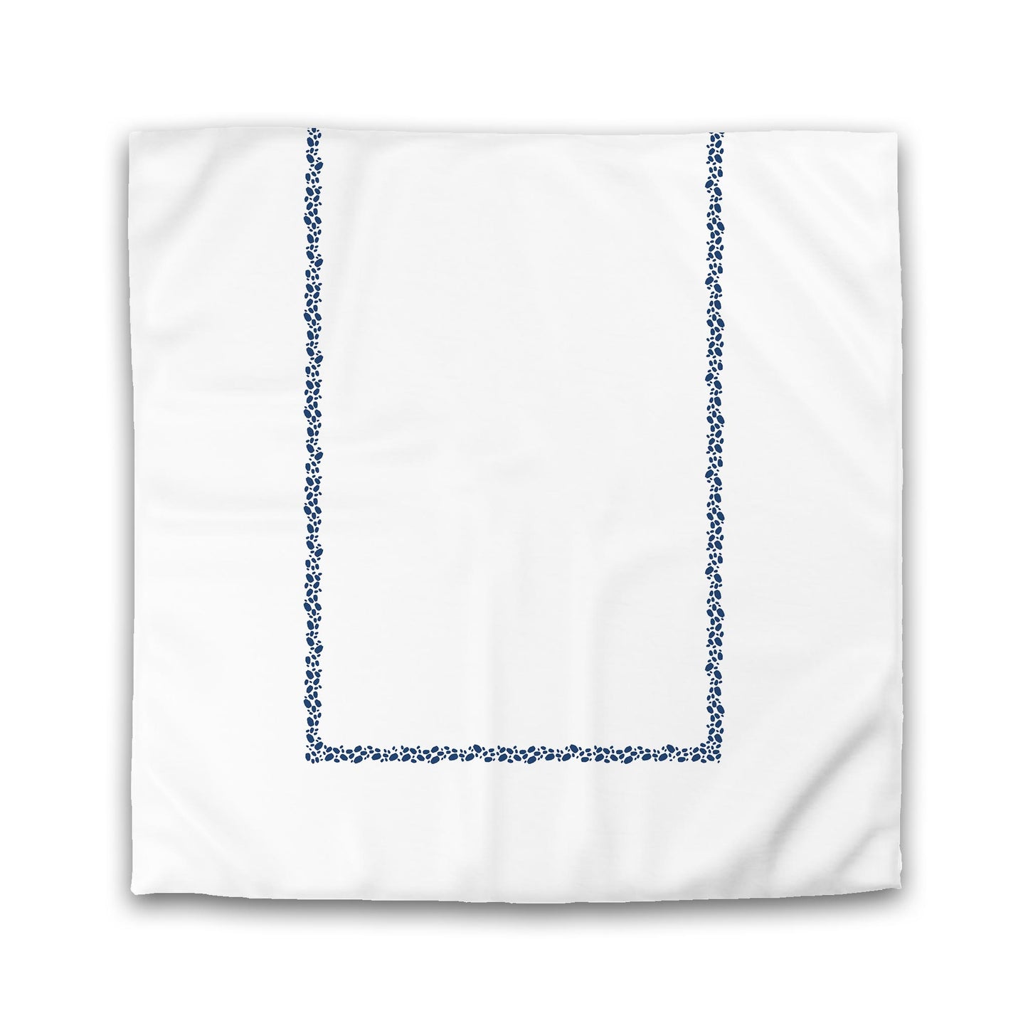 Off-white Cotton Sateen Duvet Cover, Royal Blue Hand-painted Dab Motif Print, Classic Border | CSDU-1291-091
