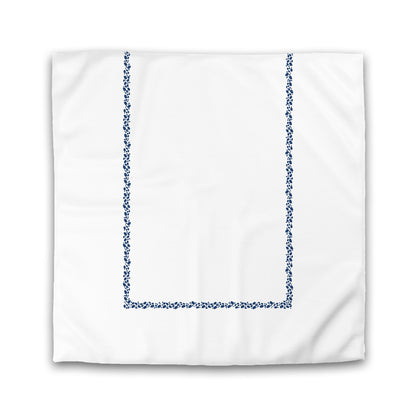 Off-white Cotton Sateen Duvet Cover, Royal Blue Hand-painted Dab Motif Print, Classic Border | CSDU-1291-091