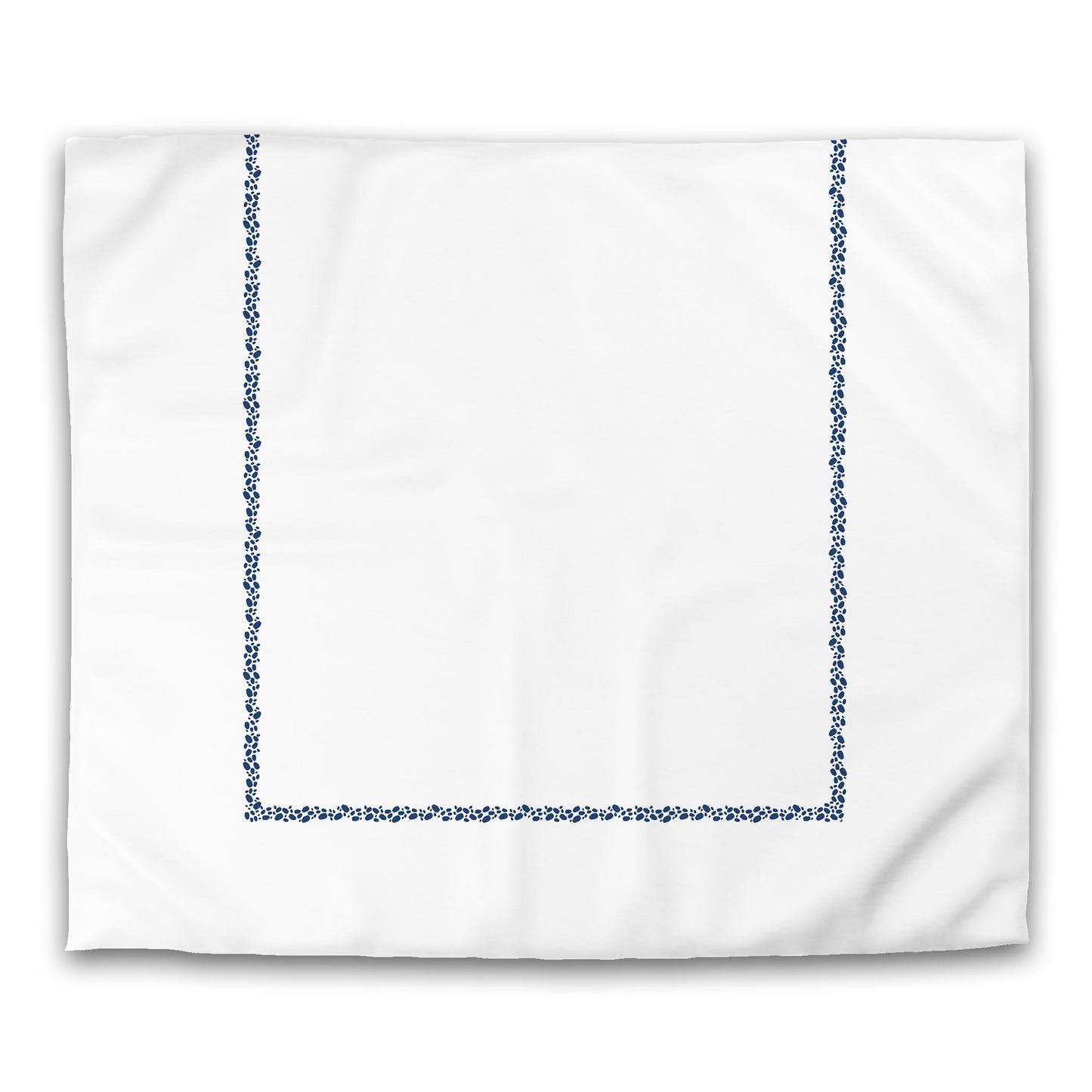 Off-white Cotton Sateen Duvet Cover, Royal Blue Hand-painted Dab Motif Print, Classic Border | CSDU-1291-091